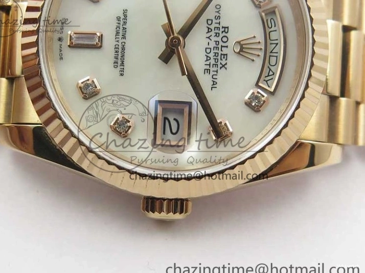 Day-Date Dial President RG on 128239 MOP Best Bp Edition Maker White Crystral Markers 36 Bracelet RG 0715